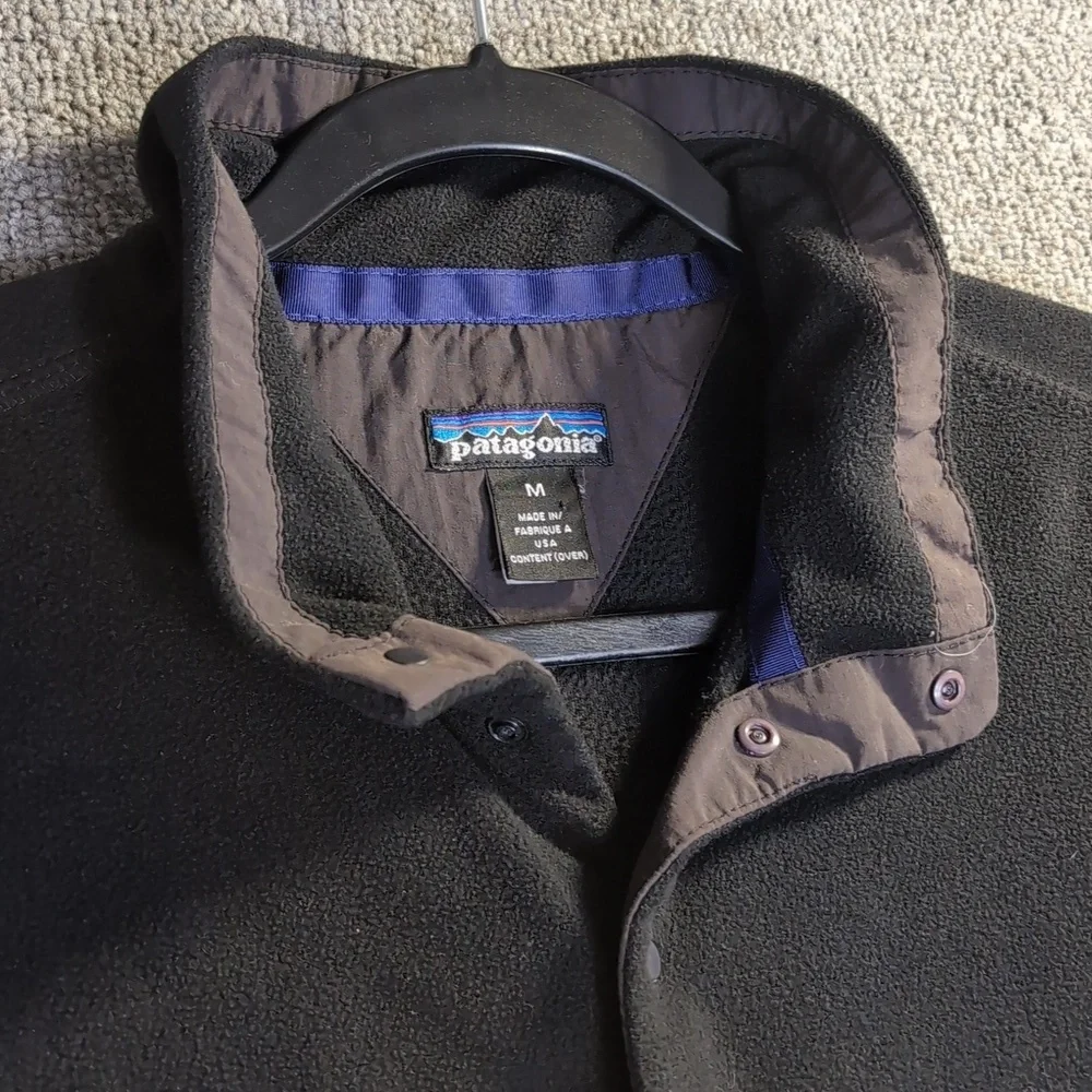 VTG 90s PATAGONIA 1/4 Snap T Fleece Pullover Jacket 52401 Black USA Made Medium - Picture 2 of 11